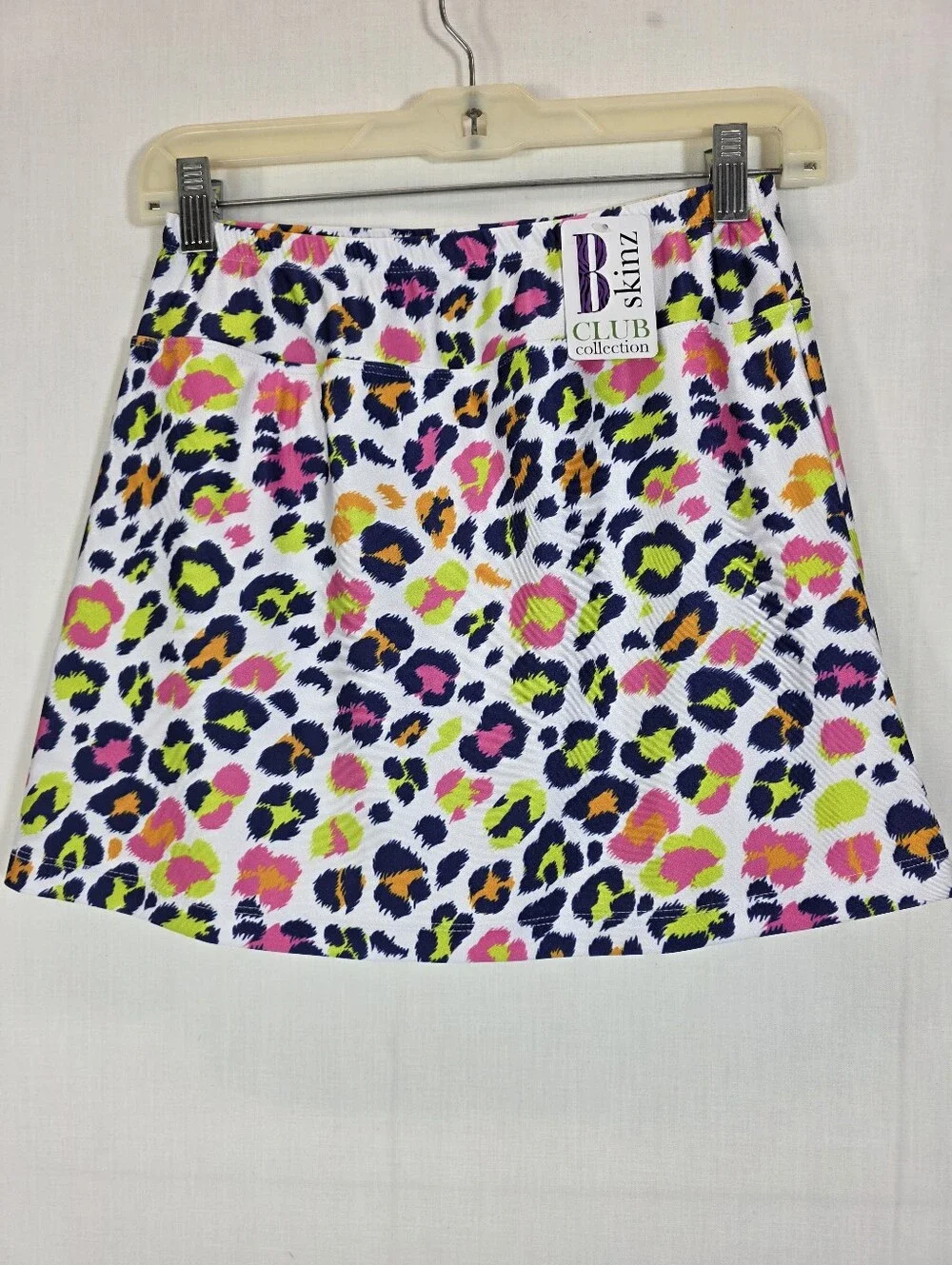 NWT B Skinz Golf Tennis Skort Small Animal Print Hanky Panky Neon Leopard USA